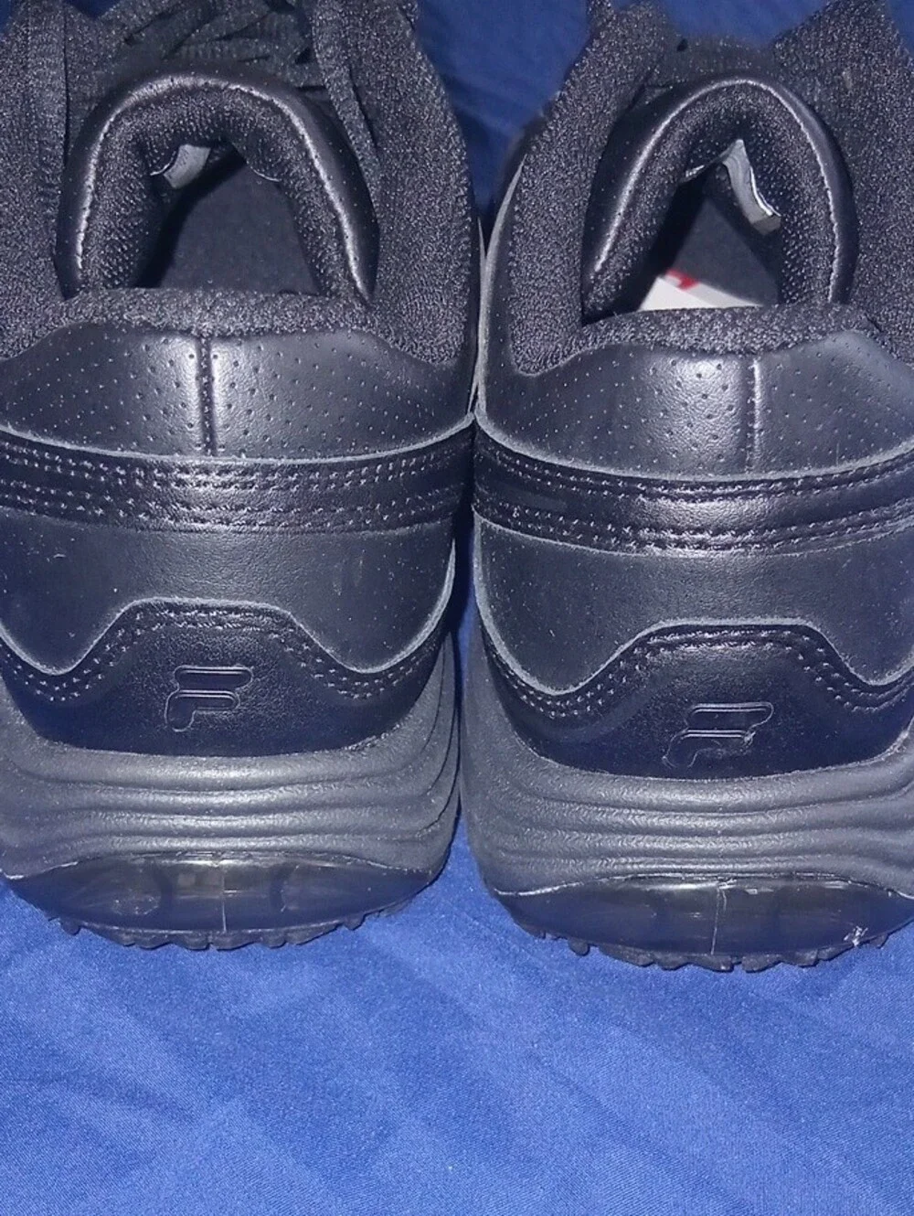 Fila WoMen's All-Black Leather Lace-Up Sneakers Memory Foam